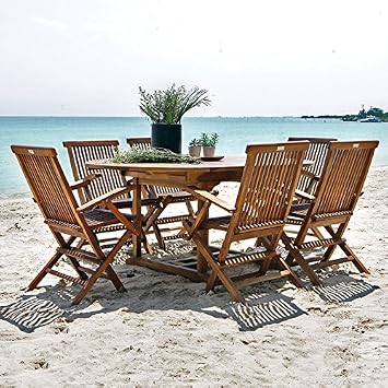 Salon De Jardin En Bois De Teck Huile 6 8 Personnes Table Ovale