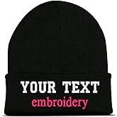 Personalized Custom Beanies Hats with Embroidery Text Logo Name Beanie Hat for Men Women Warm Winter Knit Cuff Beanie Cap Black