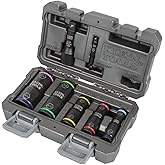 Klein Tools 66070 Impact Socket Set, Five Impact Driver Flip Sockets with 1/4-Inch Hex and 1/2-Inch Square Adapters, 7-Piece