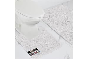 GORILLA GRIP Soft Bathroom Mat Set, 2 Piece Sets, Toilet Base & 76x51 cm Rug, Absorbent Washable Mats, Microfiber Dries Quick