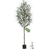 Olive Trees Artificial Indoor, Artificial Olive Tree 6FT Faux Olive Tree for Home Office Decor, Artificial Tree with Realistic Trunk, Branches, Leaves and Fruits, Fake Olive Tree for Gift