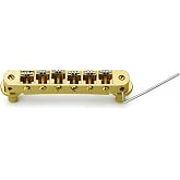 Guyker Tune-O-Matic Roller Saddle Bridge - String Space 10.5mm Guitar Bridges with Post Hole 4.2mm Replacement Compatible with Les Paul LP SG 6 String Electric Guitar GM015, Gold