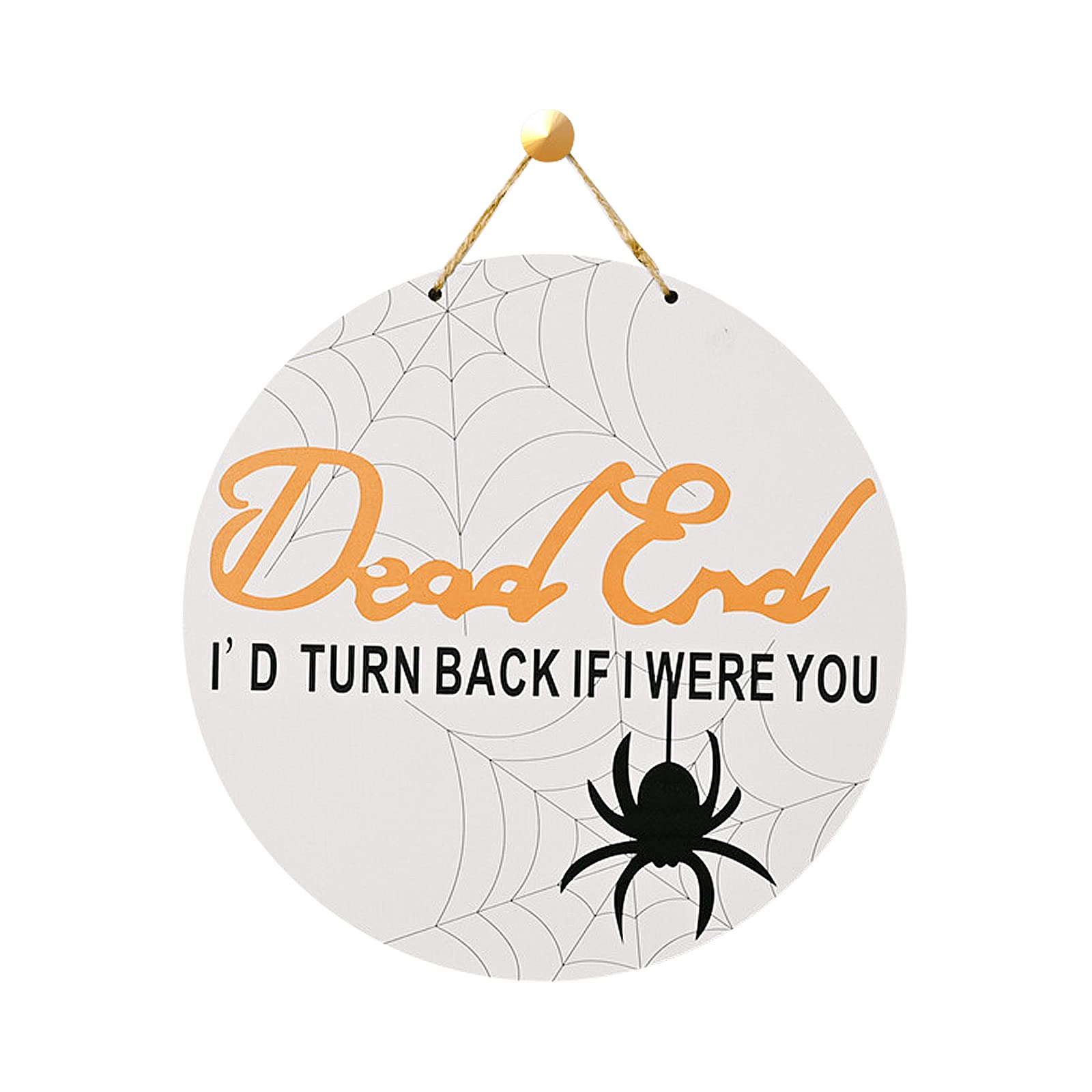 CREATCABIN Wooden Sign Printed Wood Plaque Sign Plank Rustic Wall Art Round Hanging Halloween Decorations I'd Turn Back If I Were You For Entryway Home Outdoor Porch Yard Patio Haunted House 12inch