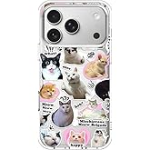 MOSNOVO for iPhone 17 Pro Case | Compatible with Magsafe | Military Grade 6.6ft Drop Tested | Camera Control | Clear with The Cat Brigade Design