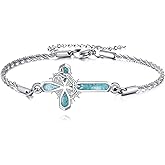 YAFEINI Crown of Thorns Bracelet Sterling Silver Catholic Cross Bracelet Thorns Crown Catholic Jewelry for Men