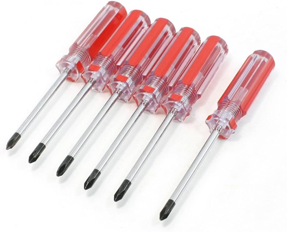 uxcell 6 Pcs Plastic Handle 76mm Shaft 4.7mm Magetic Tip Phillips Screwdriver Screwdriver