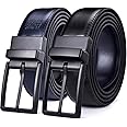 beltox fine Men's Dress Belt Leather Reversible 1.25" Wide Rotated Buckle Gift Box