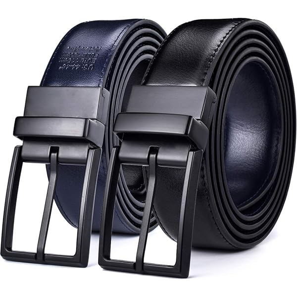 Beltox Men's Genuine Leather Reversible Belt 1.25” Rotate Black