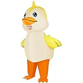 M MH ZONE Inflatable Duck Costume for Adults & Kids - Funny Yellow Blow Up Cosplay Suit for Halloween Party