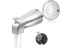 ENHON Universal Bathroom Tub Spout with Metal Tub Spout Cover Ring, 5 1/4 Inches Reach Wall Front Mount Faucet with Shower Diverter 1/2" IPS Inside Thread(Chrome)