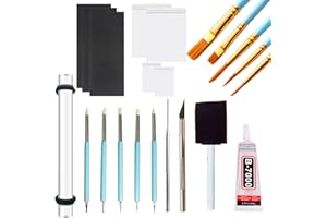 DIYOOHOMY 22 Air Dry Clay Tools for Adults Jewelry Making Sculpting Polymer Supplies Acrylic Roller Paint Brushes Set Dotting Scoring Stylus Craft Glue Sponge Silicone Clear Modeling Airdry Earring Kit