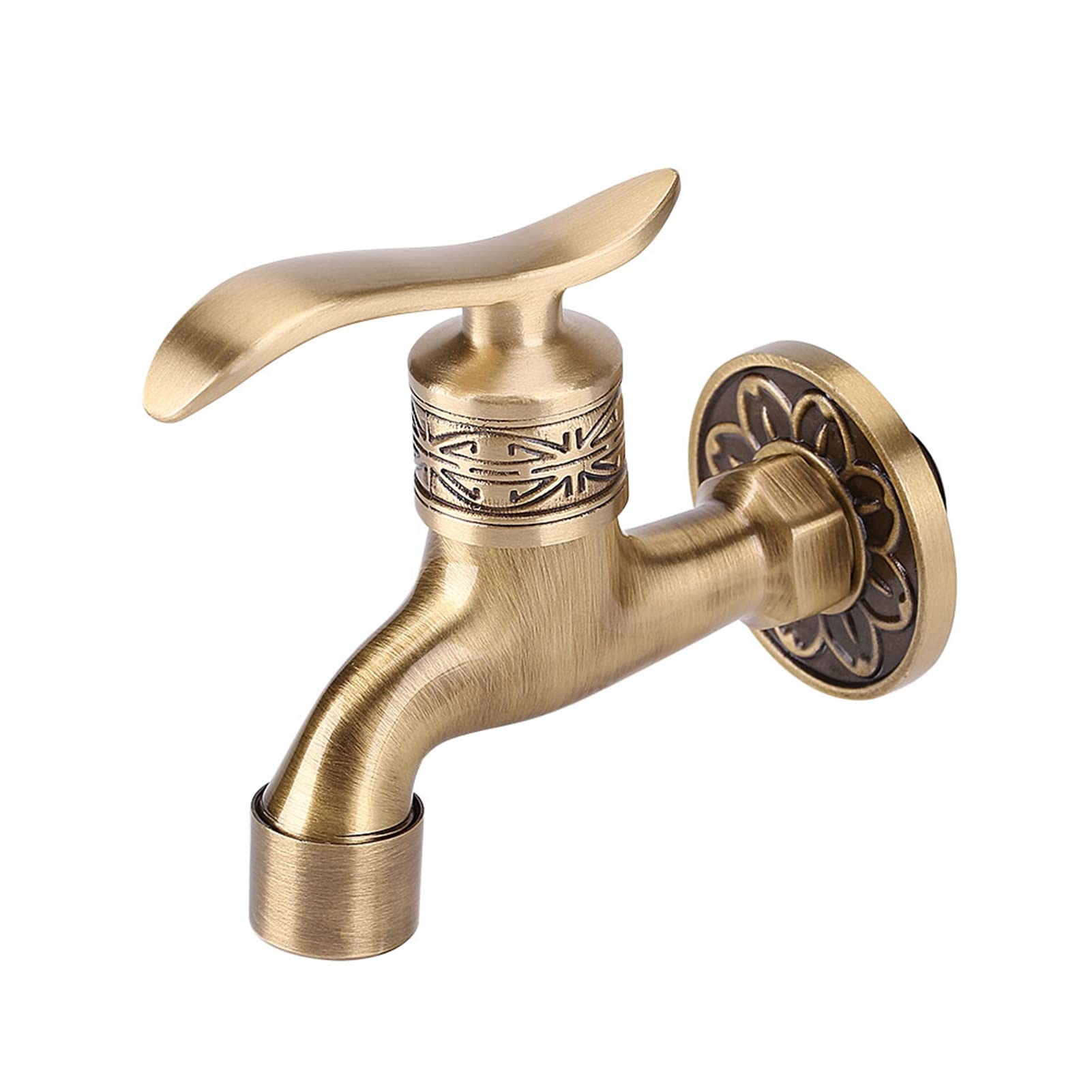 Zerodis Antique Brass Washing Machine Faucet Wall Mount Lever Handle Laundry Bathroom Cold Water Tap