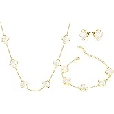 SHINYY Four Leaf Clover Necklace Bracelet Earring Set for Women | 18K Gold Plated 4 Leaf Lucky Jewelry