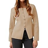 Cicy Bell Womens Button Up Cardigan Sweaters Lightweight Long Sleeve Knit Tops Business Casual Round Neck Fitted Jacket