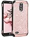 LG Stylo 3 Case, LG Stylo 3 Plus Case, LG Stylus 3 Case, BENTOBEN Glitter 2 in 1 Hybrid Hard PC Laminated with PU Leather Shockproof Protective Case for LG Stylo 3/Stylo 3 Plus/LG LS777, Rose Gold
