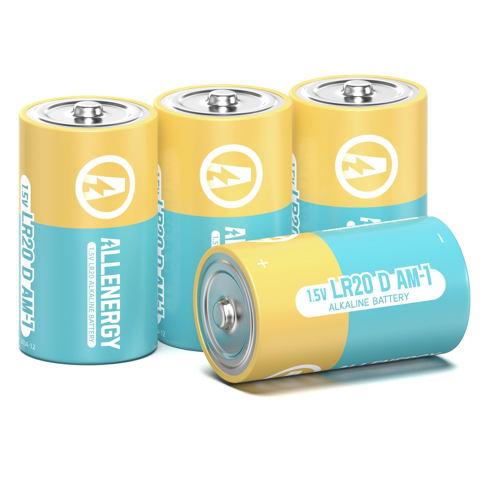 D Batteries 4 Pack LR20 1.5V Alkaline Battery Long-Lasting, 10-Year Shelf Life