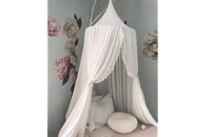 Bed Canopy for Girls and Kids Hanging Mosquito Net for Baby Crib Nook Castle Game Tent Nursery Play Room Decor (White)