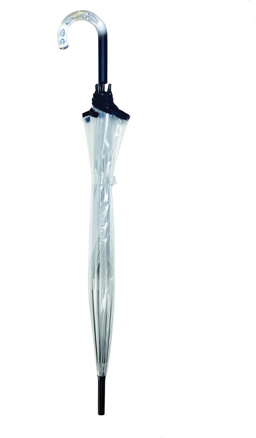 SMATI Lady’s Clear Big Birdcage Umbrella in Black Border, Transparent, Windproof, Auto Open, Crystal Style Handle - Image 3