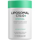 Codeage Liposomal C15:0, Pentadecanoic Acid, CoQ10, Astaxanthin, 30 ct | C15 fatty acid with CoQ10 &amp; astaxanthin 10mg from algae. Liposomal delivery, non-GMO sunflower lecithin. Vegan. Non-GMO.