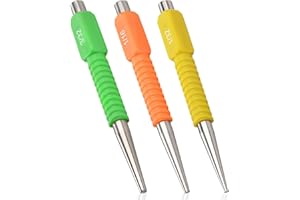 AXOMPLX 3 Pcs Nail Punch Set Tools Color Coded Nail Set Tool with Shock-Absorbing Grip Multicolor Includes 1/32", 1/16", 3/32