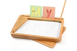AtMini Sand Tray for Classroom Montessori Sand Tray with Lid Wooden Sand Trays for Kids Writing Letters and Numbers (White)