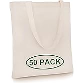 Simply Cool 50-Pack Canvas Tote Bag - Lightweight Tote Bags Bulk, Medium Reusable Grocery Shopping Cloth Bags for Advertising, DIY Projects, Crafts, Painting, Embroidery, Custom Logo