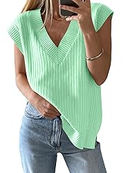 Saodimallsu Womens V Neck Sweater Vest Oversized