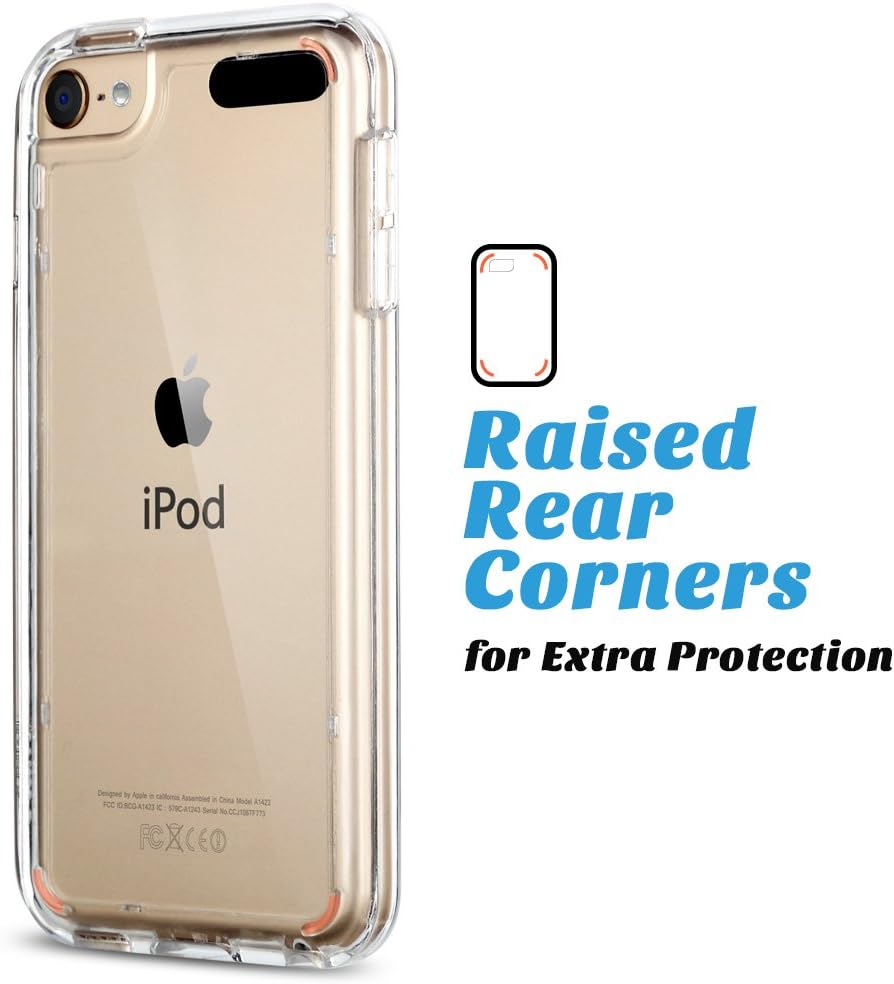 ULAK Soft TPU Bumper PC Back Hybrid Case for iPod Touch 6/iPod Touch 5/iPod Touch 7 - Retail Packaging - Clear Slim