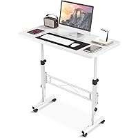 Amztabler Small Standing Desk Adjustable Height, Mobile Stand Up Desk with Wheels, 32 Inch Portable Rolling Desks for Walking