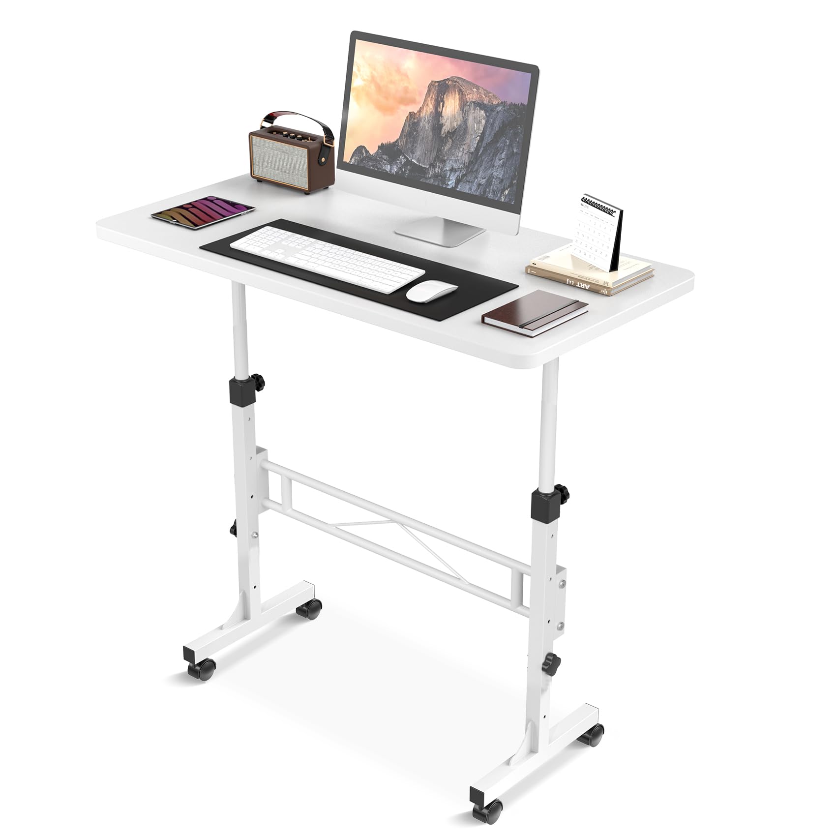 Small Standing Desk Adjustable Height Mobile Stand Up Desk With Wheels