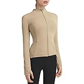 Locachy Women's Slim Fit Full Zip Athletic Running Sports Workout Jacket with Thumb Holes