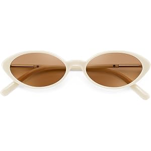 FEISEDY Oval Cat Eye Sunglasses for Women, 90s Narrow Y2K Shades B0435 | Retro Vintage Chic Cute Style, Lightweight Comfortab