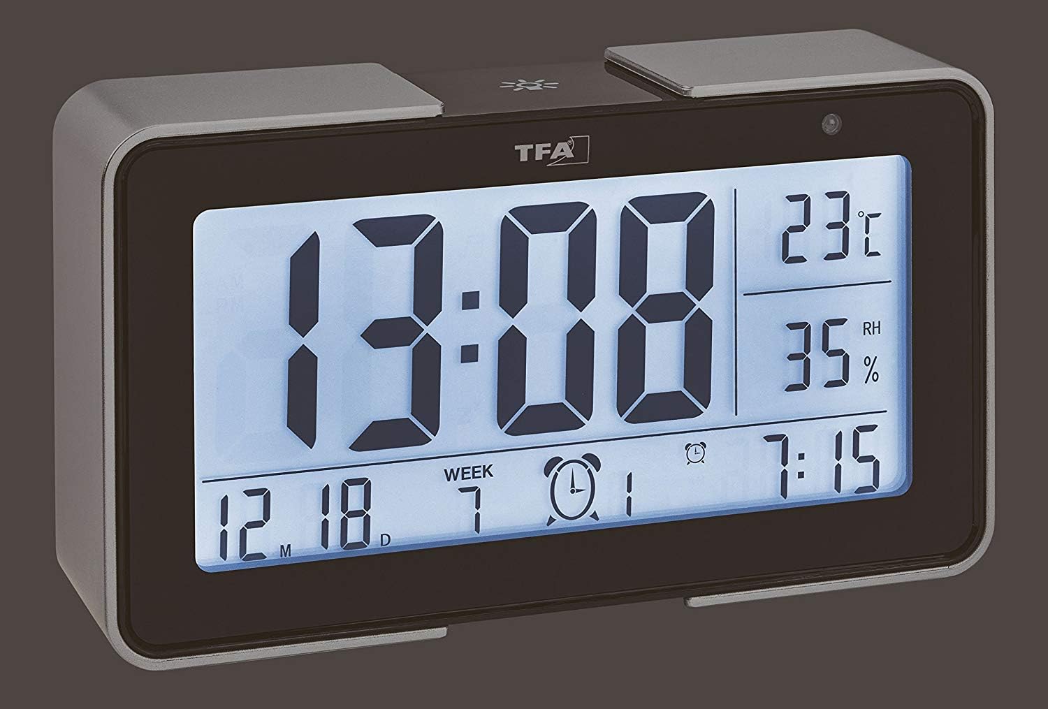 TFA-Dostmann 60.2540 Electronic Alarm Clock Melody with different alarm tones (Black), 13.42 cm x 7.85 cm - Image 3