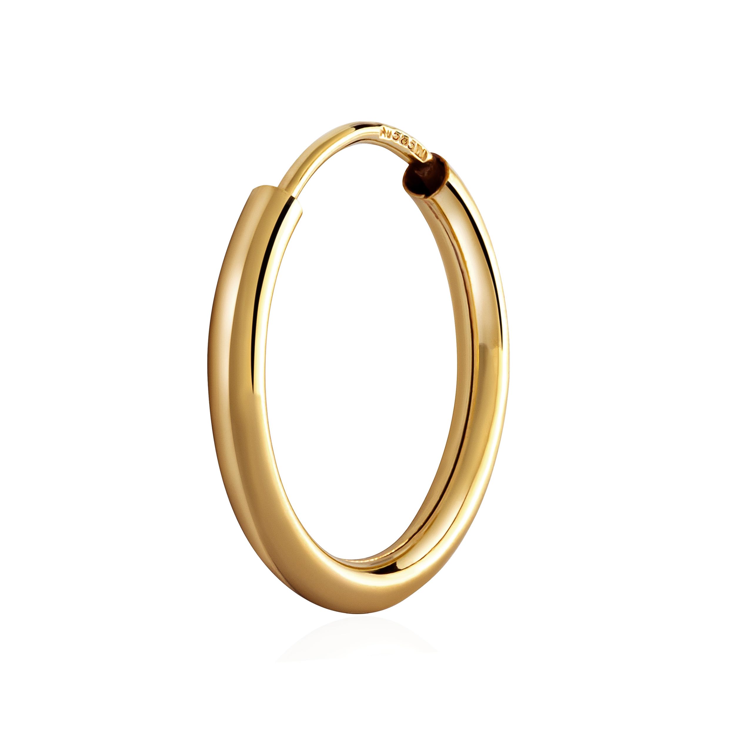 NKlaus single gold alloy yellow gold Creole 15mm earring 1,8mm thickness ear jewellery round 2568