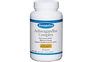 Euromedica Ashwagandha Complex - 60 Capsules - Clinically Studied Ashwagandha & Rhodiola - Energy, Focus & Concentration - Non-GMO - 60 Servings
