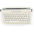 YUNZII Upgraded Wireless Typewriter Keyboard, Retro Aesthetic with Integrated Stand,Cute Round Keycaps, USB-C/Bluetooth Connection for Table, Phone, PC and Win/Mac/Android (B307, Ivory Butter)