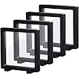 Uceoo Black 3D Floating Frame, 4 Pack 5.5×5.5×0.8”/140X140X20m Challenge Coin Holder Coin Floating Display with 8 Bases for Coin Medallions Specimen Jewelry