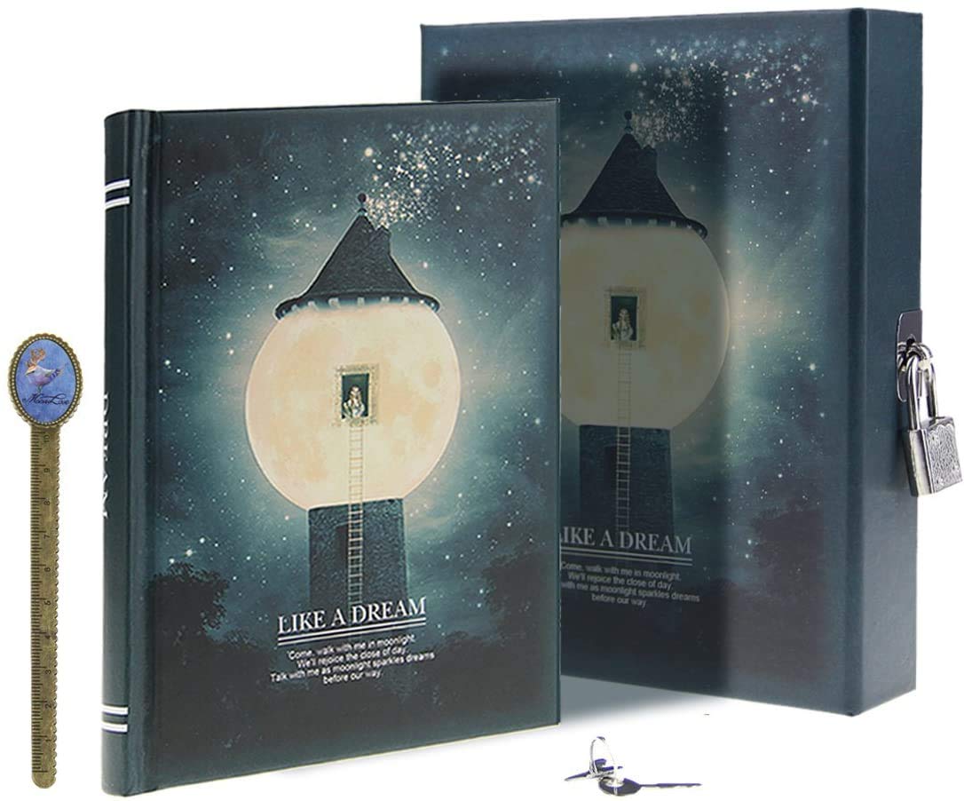 A5 Vintage Leather Journal with Combination Lock Digital Password Journal with Bookmark Pen Loop Retro Privacy Notebook Writing Travel Diary Locking Journal, 100 Sheets (Style 4-Beacon(14*10.5cm))