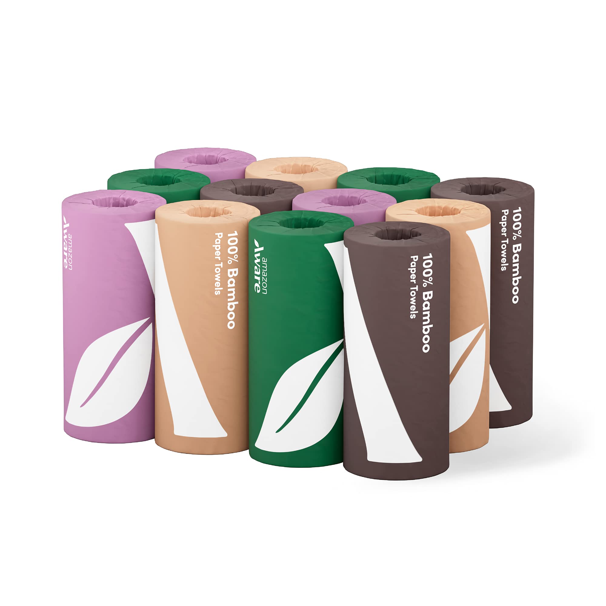 Photo 1 of Amazon Aware 100% Bamboo Paper Towels, 12 Rolls, 2 ply, FSC Certified, 150 Sheets, 1800 Count, Pack of 12, Plastic-Free, White