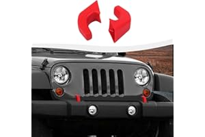 SQQP Bumper Tow Hook Covers 2Pcs Compatible with 2007-2018 Jeep Wrangler JK JKU/for 2018-2025 JL JLU & Jeep Gladiator JT Exterior Accessories(Red)