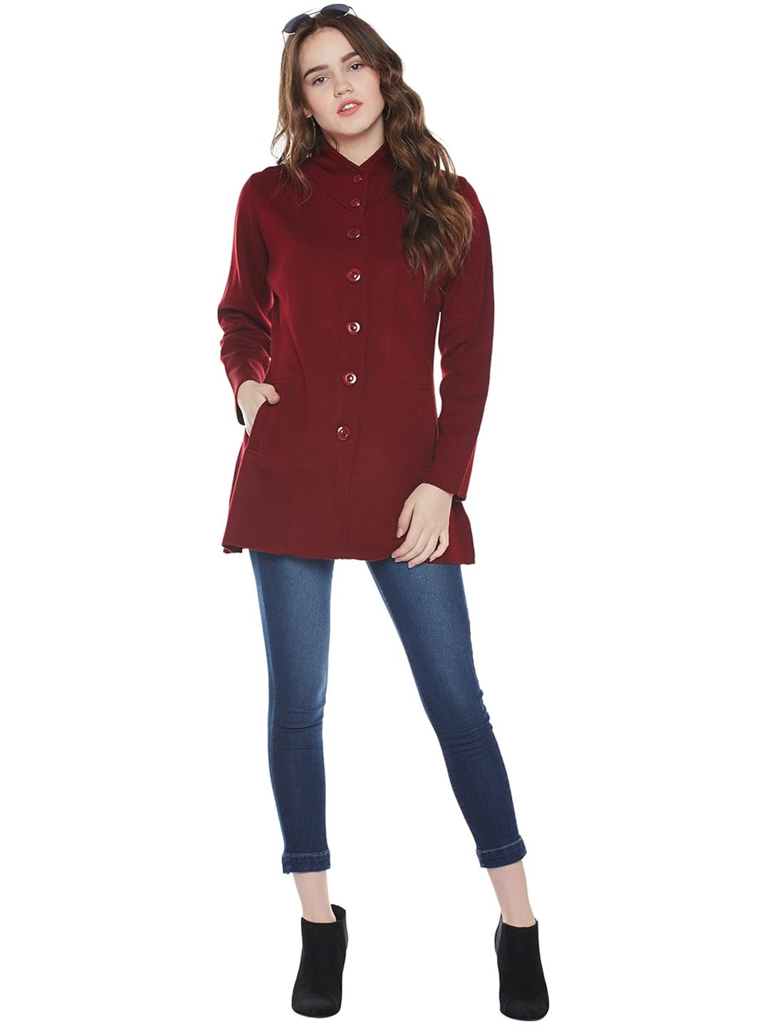 cayman maroon woollen tailored coat