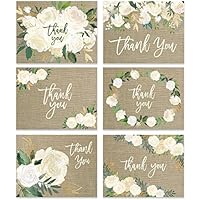 Rustic Wedding Thank You Cards (Set of 24) Premium All Occasion Assorted Bridal Shower Shabby Chic Mr. & Mrs. Burlap Note Card Variety Pack with Envelopes, Blank Inside Cute Excellent Value VTA0002B