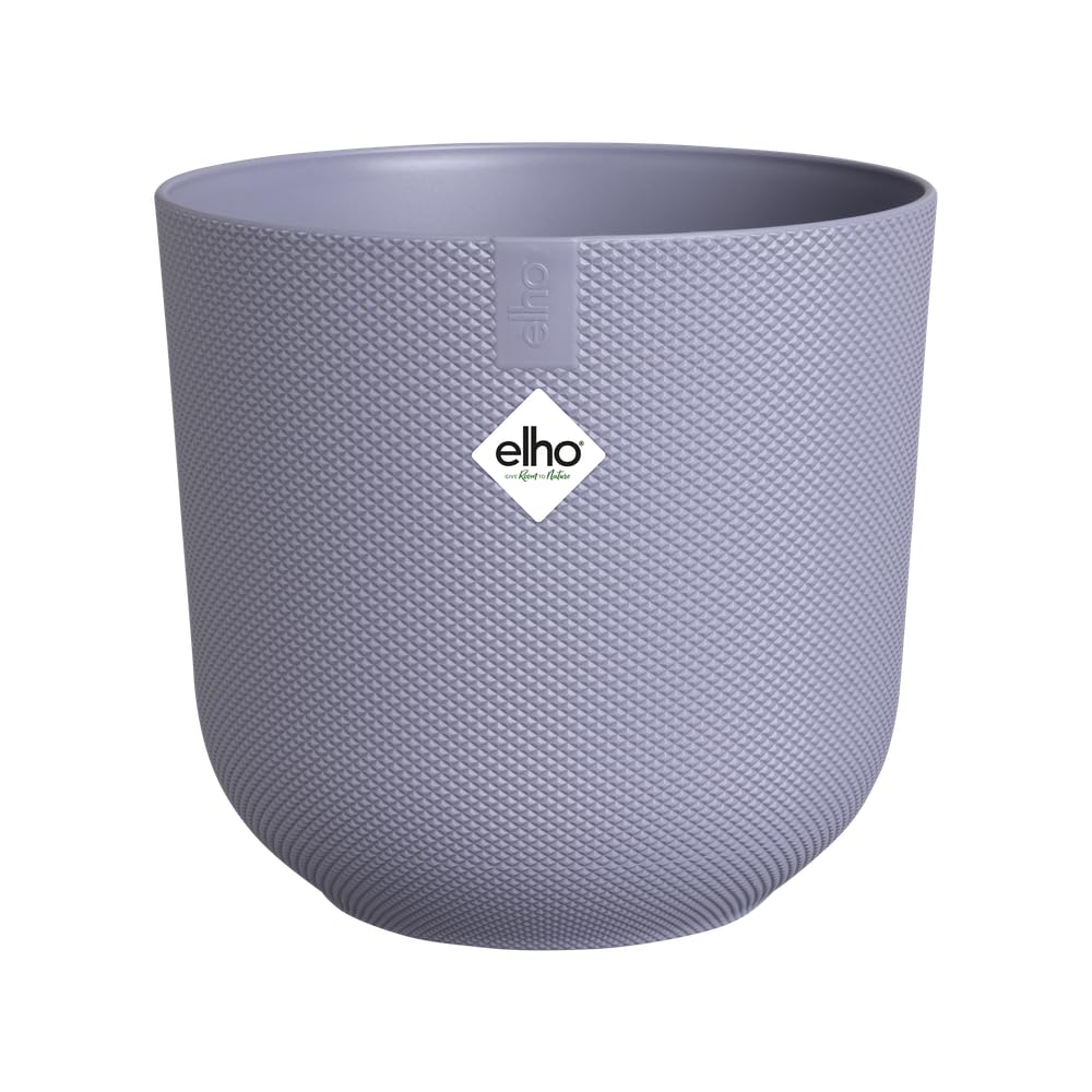 elho Jazz Round 19cm Flower Pot - Indoor Plant Pot - 100% Recycled Plastic - Unique Structure - Purple/Lavender Lilac