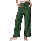 TYISZIL Linen Pants Women Lightweight High Waist Drawstring Cotton Pant Casual Trendy Straight Leg Trousers Summer Outfits