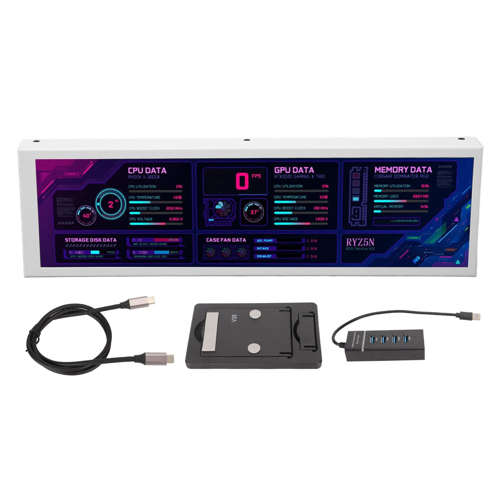 Photo 1 of ***Missing USBC cord***
Computer Temp Monitor, 8.8 Inch USB C Mini Screen, AIDA64 PC Temperature Display, CPU GPU SSD Data Monitor, PC Sensor Panel for Desktop Gaming (White)