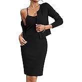 Sovoyontee Women Fall Knit Sweater Dress Set Bodycon Midi Dresses Long Sleeve Cropped Cardigan 2 Piece Outfits