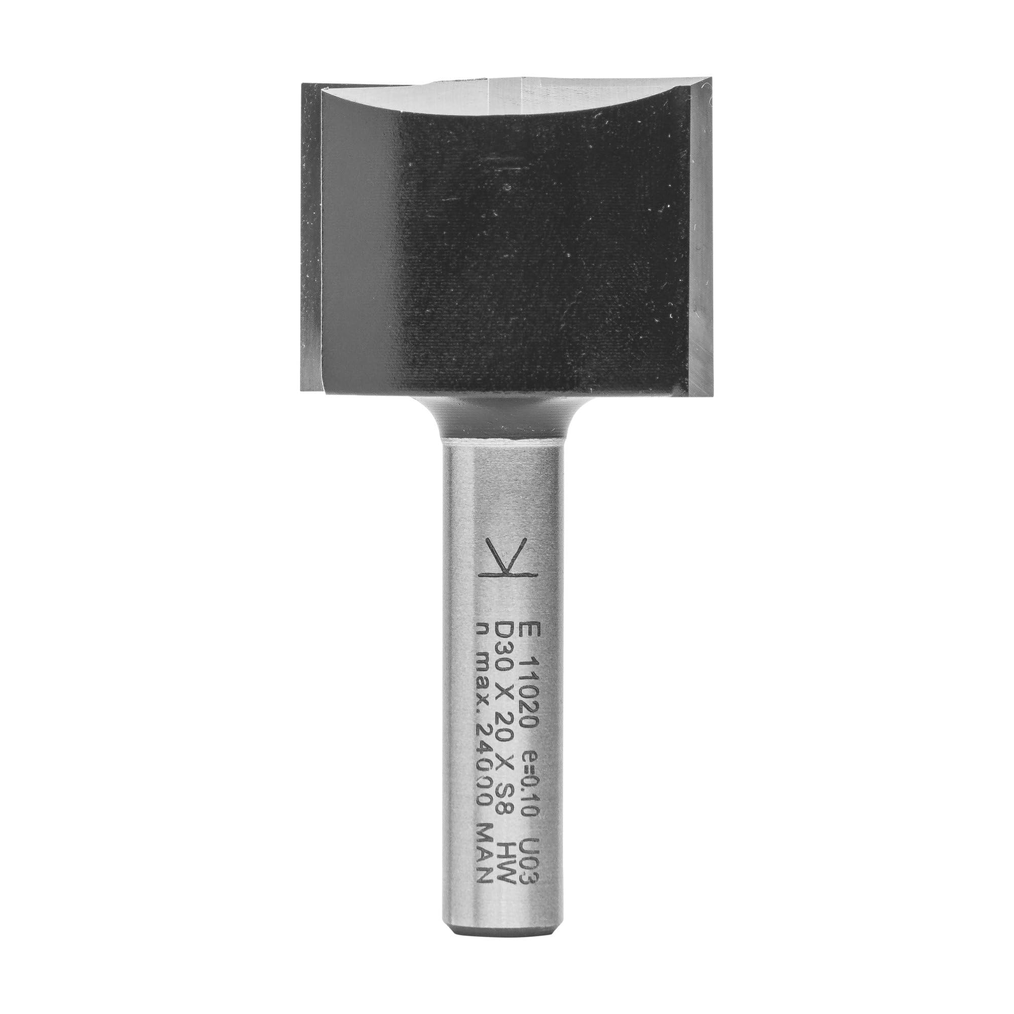 ENT 11020 Straight Cutter TC, Shank (S) 8 mm, Diameter (D) 30 mm, NL 20 mm, SL 32 mm, GL 52 mm, with Tungsten Carbide TC, Centre Tip — image 1