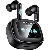 Wireless Earbuds, Bluetooth 5.4 Headphones, True ANC Active Noise Cancelling in Ear Buds with Smart Touchscreen Case, 60H Playtime for Sports & Working, Bass Stereo Sound for iPhone/Android-Black