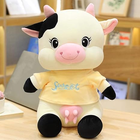 Amazon Co Jp Cqlfxd甘いぬいぐるみミルク牛のおもちゃ かわいい牛ぬいぐるみぬいぐるみソフトドール子供のおもちゃ 子供のためのクリスマスギフト女の子33cm ホーム キッチン
