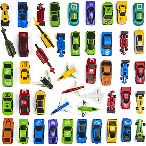 Prextex 50 Pc Die Cast Toy Cars Party Favors Easter Eggs Filler or Cake Toppers Stocking Stuffers Cars Toys for Kids